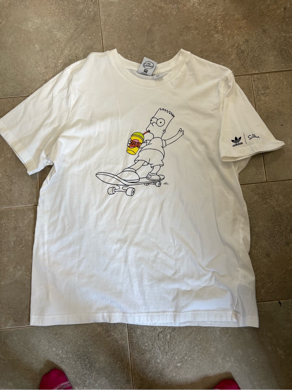 adidas White Bart Simpson Skate Graphic Tee